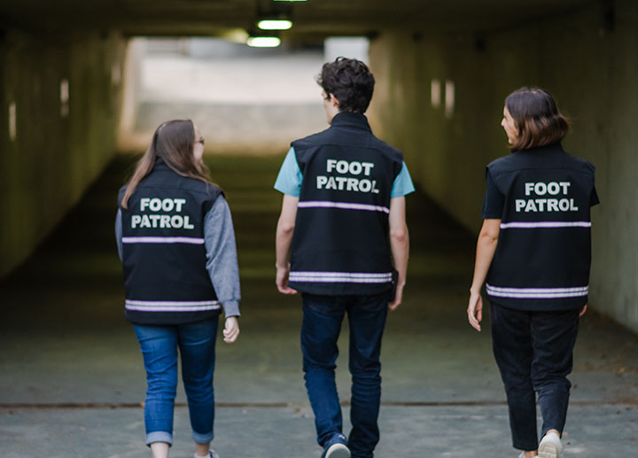 3 members of the Foot Patrol walking down