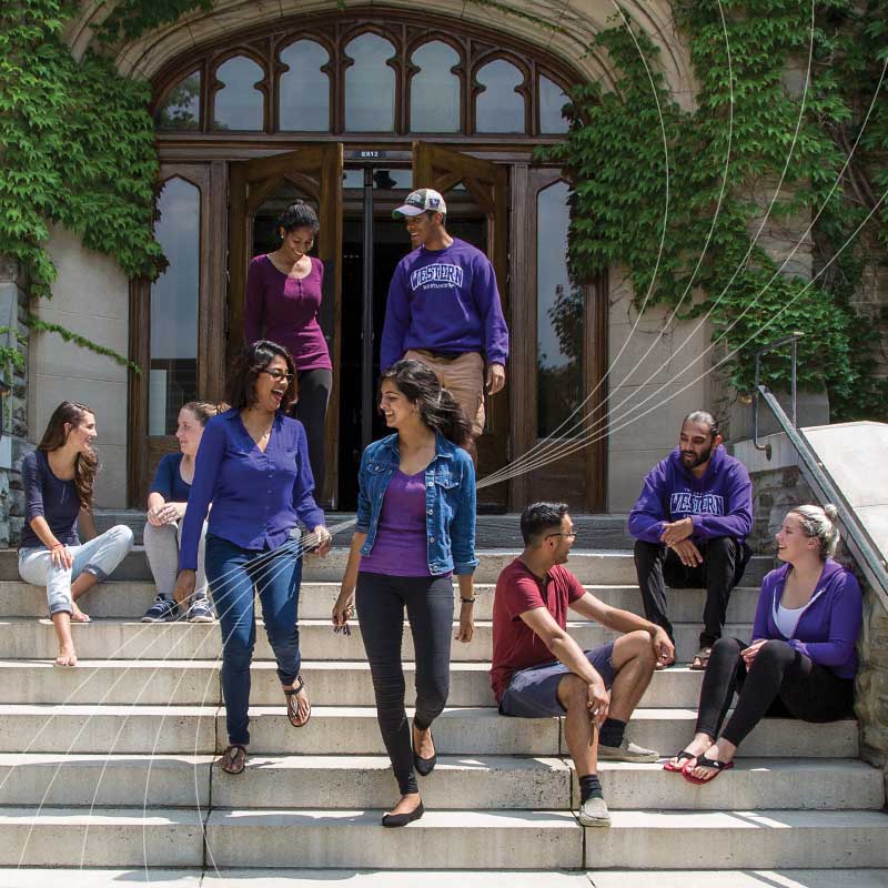 Future students walking down steps at Western University